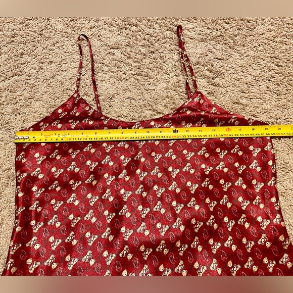 Vintage Versailles satin Teddy Bear Christmas burgundy chemise nightie - Picture 10 of 11